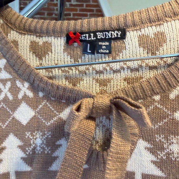 Retro Style Hell Bunny Short Sweater w/ Front Keyhole & Bow - Picture 3 of 3